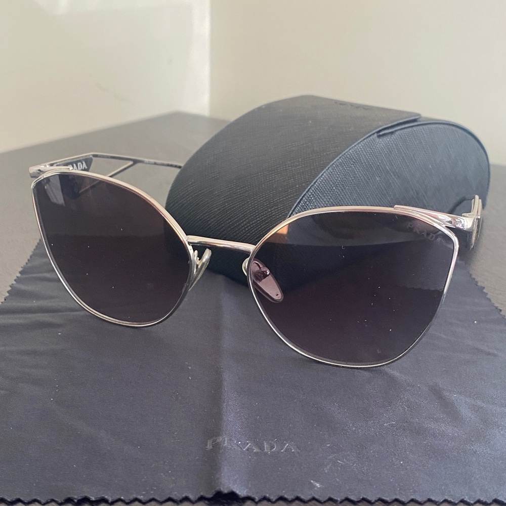 Prada SPR50Z Silver Cateye Sunglasses